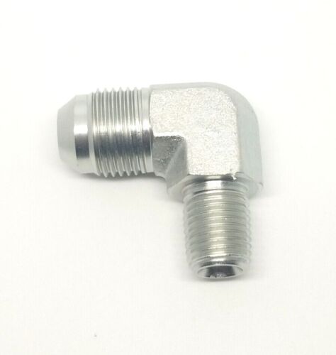1/2 Jic 37 Male Flare x 1/4 Male Npt 90 Degree L Elbow Male Hydraulic Steel Fitting FasParts 2501-08-04