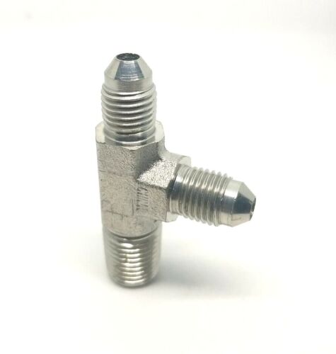 1/4 Male Jic 37 x 1/4 Npt Male Run Tee Hydraulic Steel Fitting FasParts 2605-04-04-04