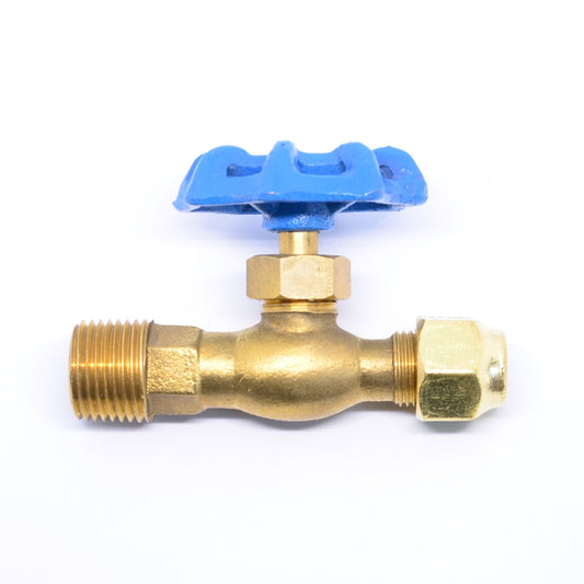 FASPARTS Fuel Oil Tank Needle Utility Valve 3/8 MFL Flare  x  1/2 Male NPT with Compression Nut