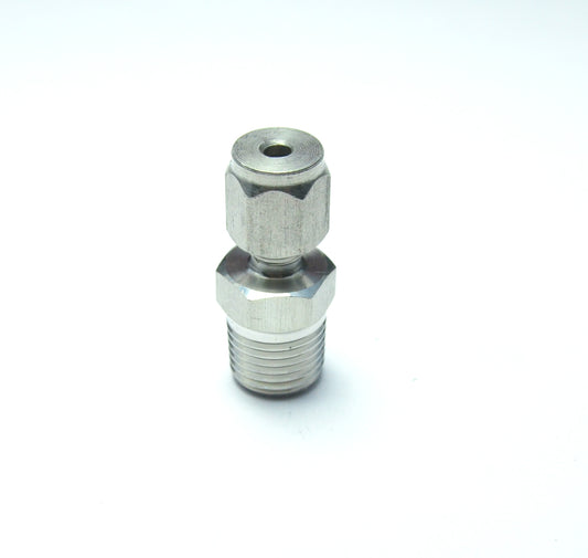 1/8" OD x 1/4" NPT Male Steel Stainless Twin Ferrule Straight Fitting WOG