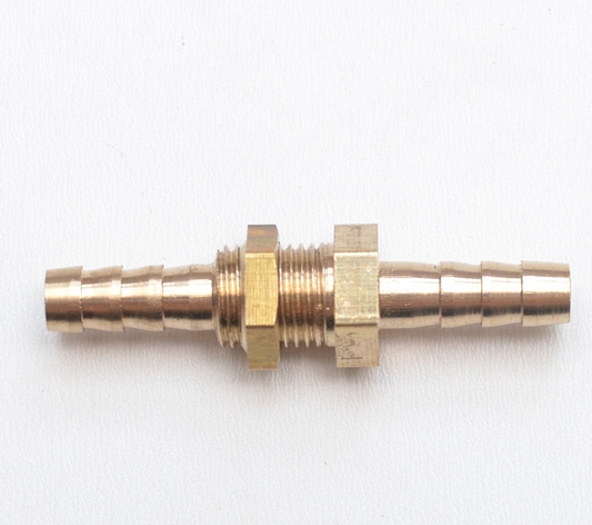 1/4" Hose ID Barb Brass Bulkhead Panel Mount Splicer