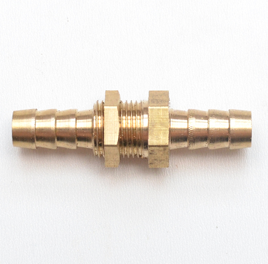 5/16" Hose ID Barb Brass Bulkhead Panel Mount Splicer