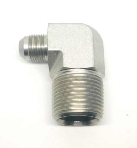 1/2 Jic 37 Male Flare x 1 Male Npt 90 Degree L Elbow Male Hydraulic Steel Fitting FasParts 2501-08-16