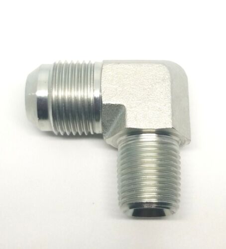 3/4 Jic 37 Male Flare x 1/2 Male Npt 90 Degree L Elbow Hydraulic Steel Fitting FasParts 2501-12-08