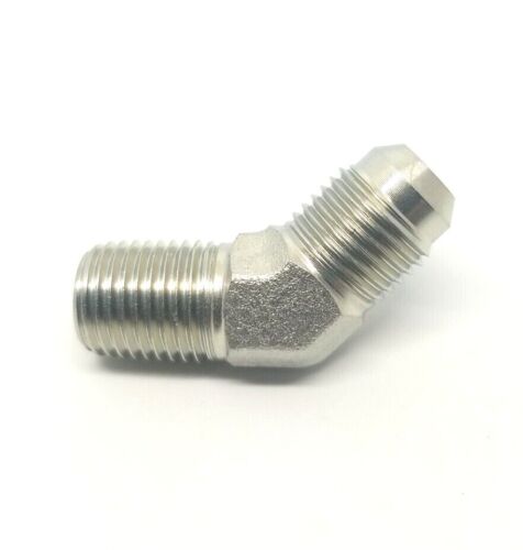 3/8 Jic 37 Flare Male x 1/4 Npt Male 45 Degree Elbow Hydraulic Steel Fitting FasParts 2503-06-04