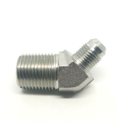 3/8 Jic 37 Flare Male x 1/2 Npt Male 45 Degree Elbow Hydraulic Steel Fitting FasParts 2503-06-08