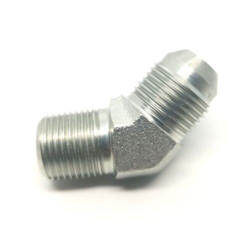 1/2 Jic 37 Flare Male x 3/8 Npt Male 45 Degree Elbow Hydraulic Steel Fitting FasParts 2503-08-06