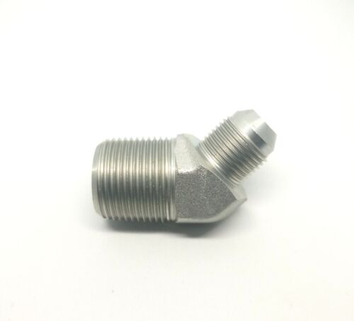 1/2 Jic 37 Flare Male x 3/4 Npt Male 45 Degree Elbow Hydraulic Steel Fitting FasParts 2503-08-12