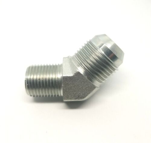 3/4 Jic 37 Flare Male x 1/2 Npt Male 45 Degree Elbow Hydraulic Steel Fitting FasParts 2503-12-08