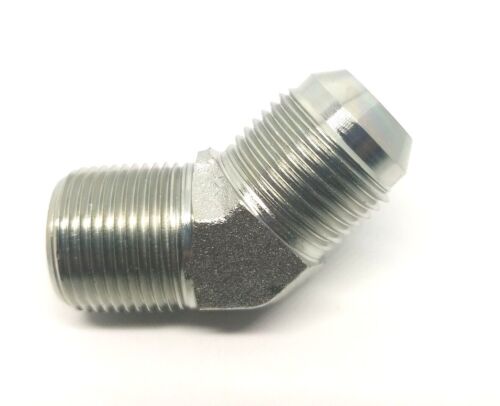 3/4 Jic 37 Flare Male x 3/4 Npt Male 45 Degree Elbow Hydraulic Steel Fitting FasParts 2503-12-12