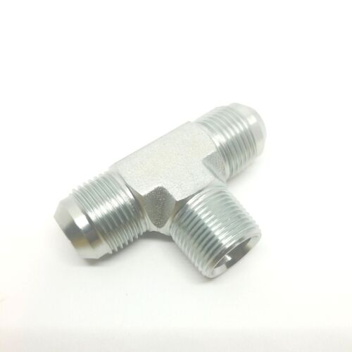 3/4 Jic 37 Male Flare x 3/4 Npt Male FasParts Hydraulic Steel Tee Branch Npt Center 2601-12-12-12