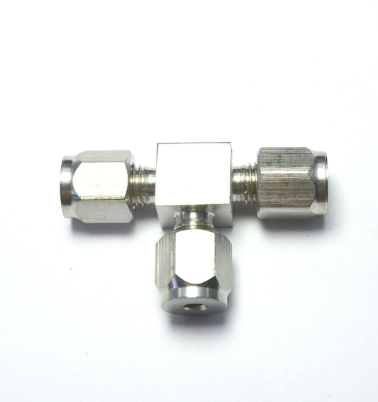 1/8" OD Tube Steel Stainless Twin Ferrule Tee Union Fitting Air Gas Water
