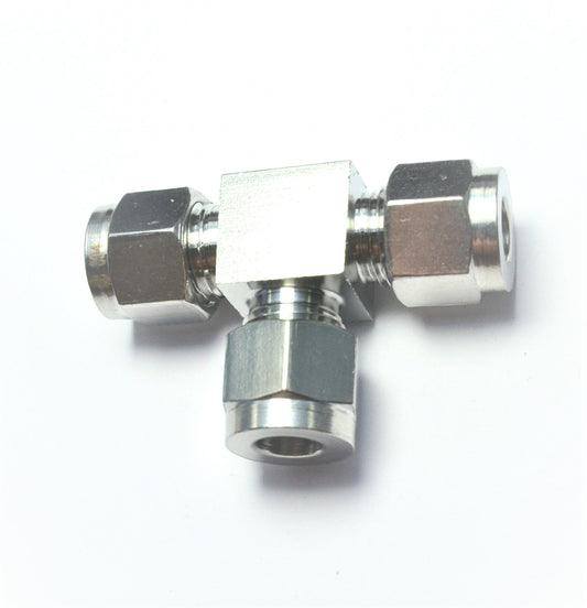 5/16" OD Tube Steel Stainless Twin Ferrule Tee Union Fitting Air Gas Water